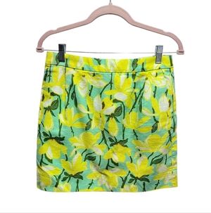 J.Crew Bright Yellow Green Flower Tulip Skirt